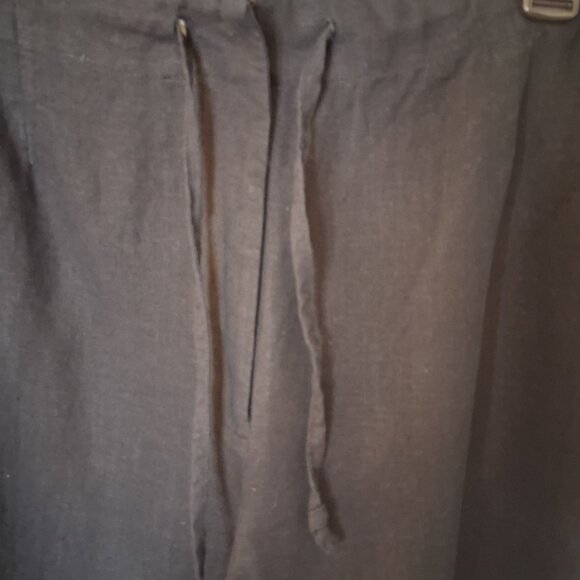 J. Khaki 100% Linen Breathable Lightweight Draw String Women Crop Pants BLK SZ16 - Picture 6 of 6